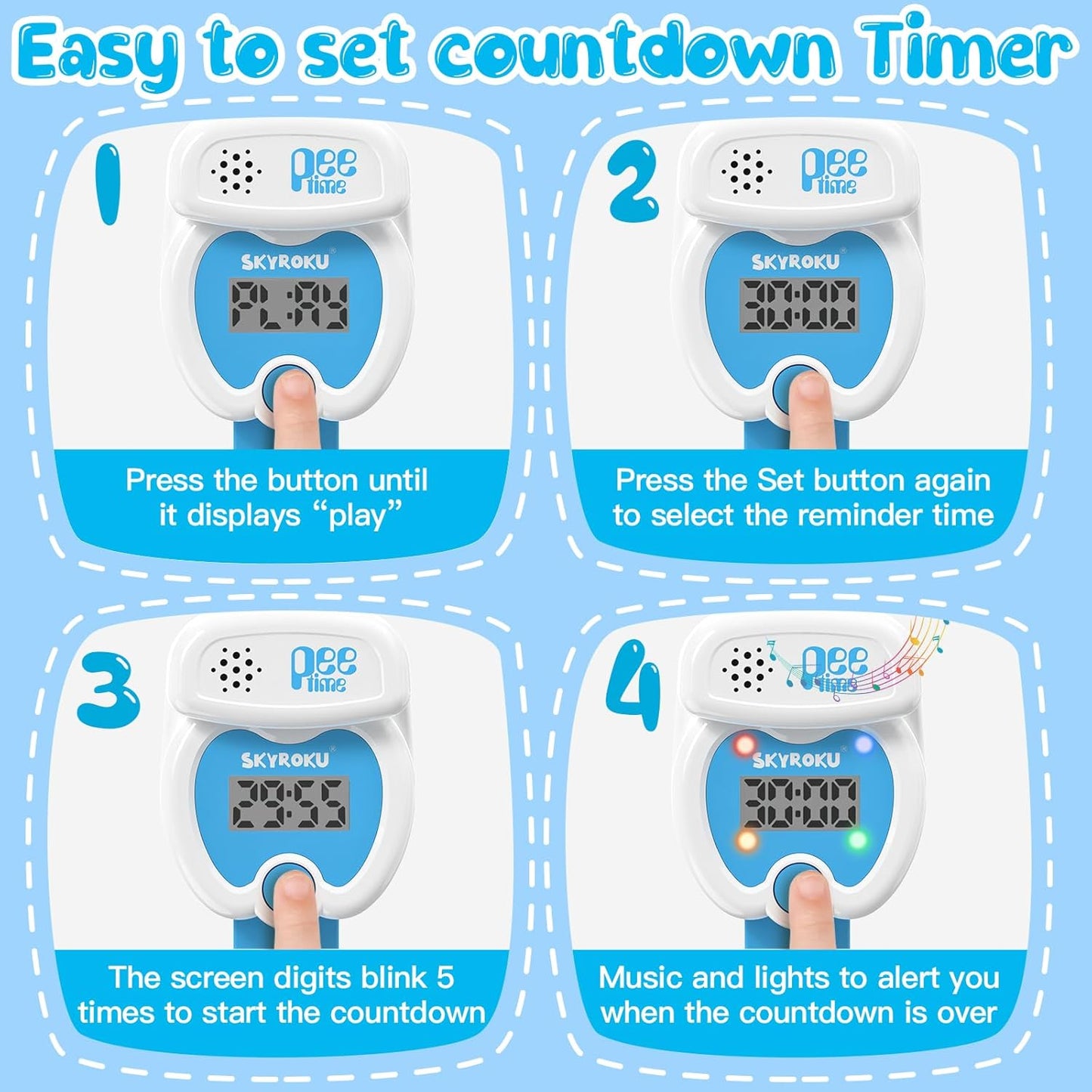 Potty Training Watch for Toddlers, Cute Apple-Shaped Design with 5 Timing Modes (30-180min), Music & Flash Reminders, Magnetic Charging, Compact Screen, Splash-Proof, Gifts for 3-7 Year Old Girls Boys