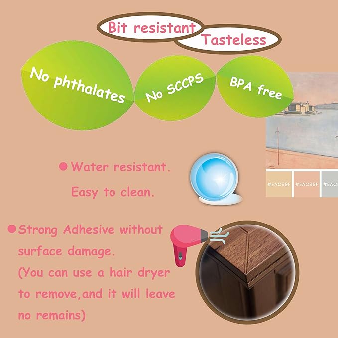 saicheek 12Pcs Large(Length: 1.7inch) Silicone Corner Protector Baby Proofing,Table Corner Protectors for Baby,Strong Adhesive T Shaped Baby Head Protector Table Corner Protectors for Furniture