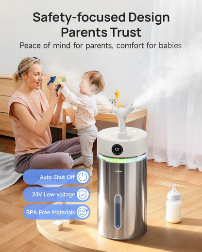 Feekaa Stainless Steel Humidifier Dishwasher Safe, 6L/1.6Gal Cool Mist Humidifiers for Bedroom, Easy to Clean Humidifier Large Room with Diffuser, Humidifiers for Baby Nursery Living Room Office Plant