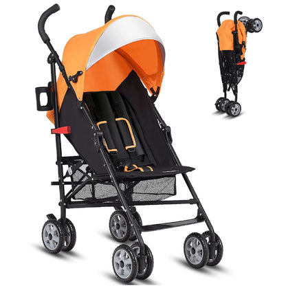 HONEY JOY Baby Lightweight Stroller, Compact Travel Stroller for Airplane, Adjustable Backrest & Canopy, 5-Point Harness, Cup Holder, Storage Basket, Foldable Umbrella Stroller for Toddlers (Black)