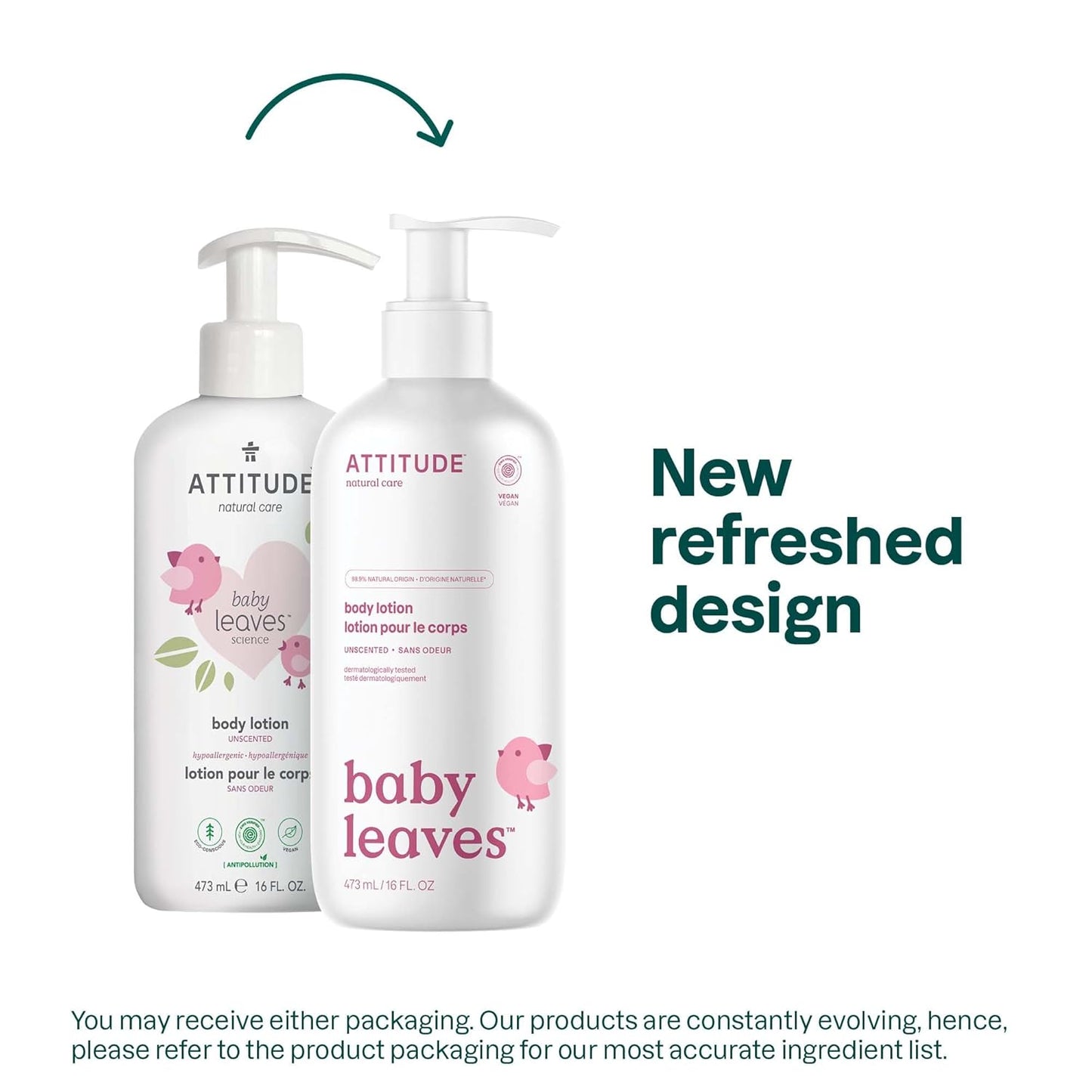 ATTITUDE Baby Lotion, EWG Verified Moisturizer, Dermatologically Tested Moisturizing Cream, Vegan and Cruelty-Free, Pear Nectar Scent, 8 Fl Oz