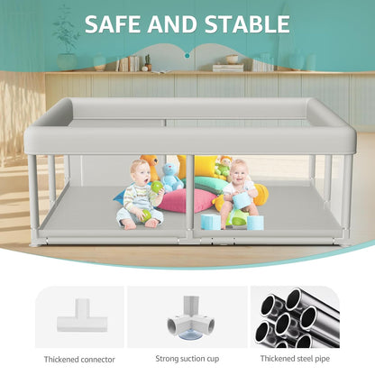 Hiaksedt Baby Playpen 50x50 Inch, Play Pens for Babies and Toddlers Baby Fence Play Yards for Indoor & Outdoor with Breathable Mesh Anti-Fall Playpen
