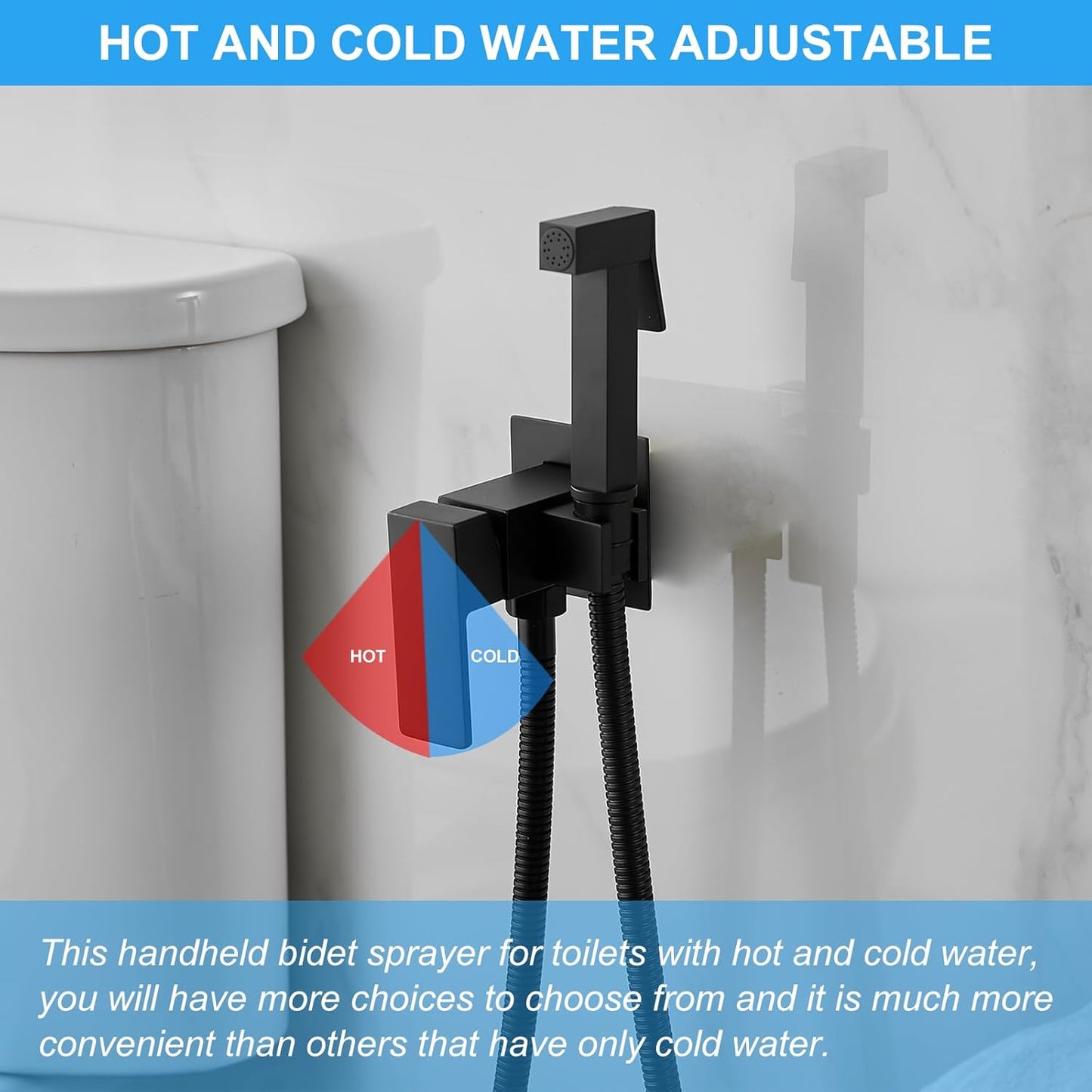 BWE Handheld Toilet Bidet Sprayer with Adjustable Water Pressure for Toilet Hot and Cold Bidet Spray Set Brass Toilets Bidets Wall Mount Cleaning Faucet Jet for Feminine Wash, Matte Black