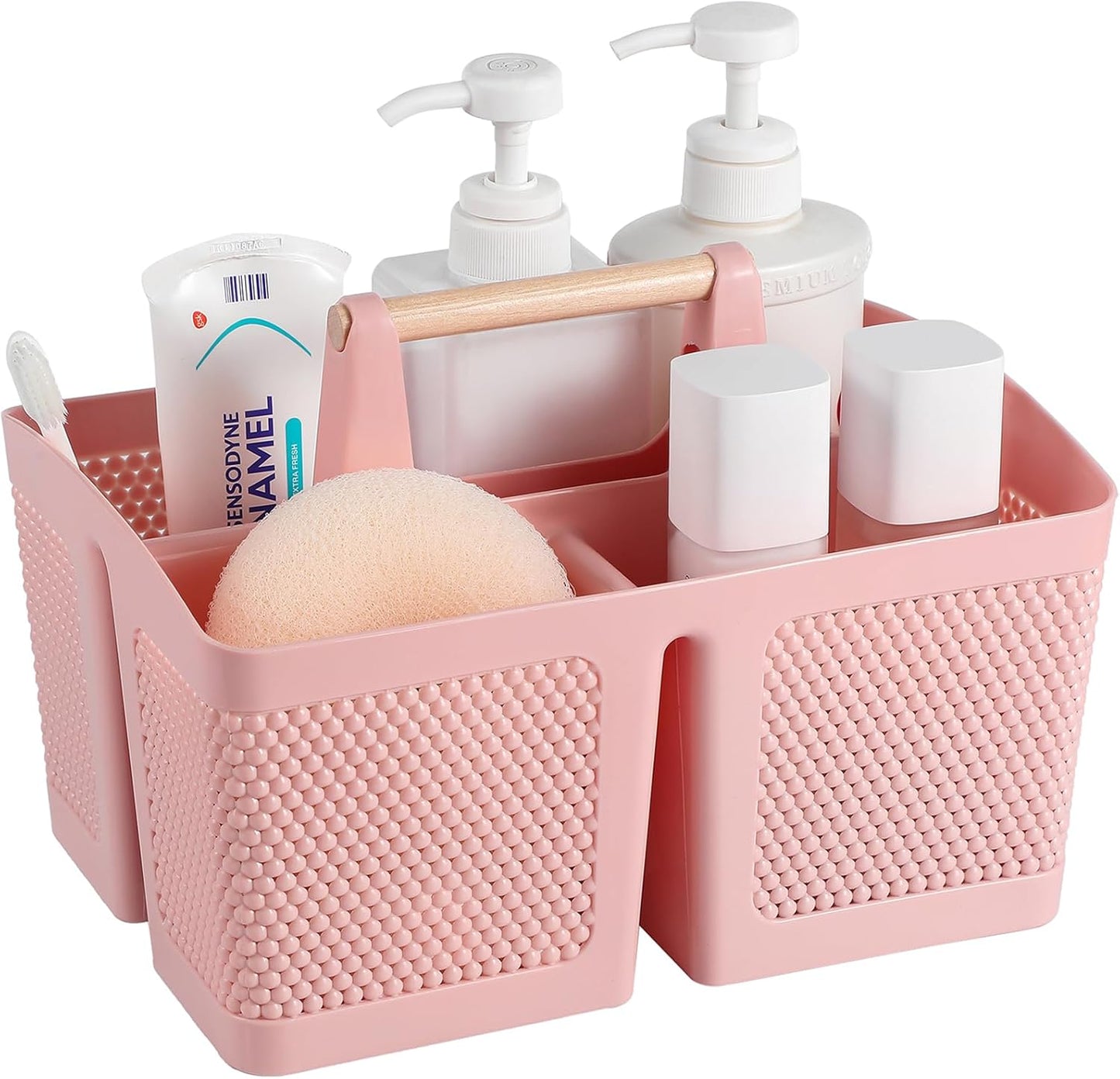 rejomiik Portable Shower Caddy Basket Plastic Cleaning Caddy Organizer Storage Tote with Handle for Bathroom, College, Dorm Room Essentials, White