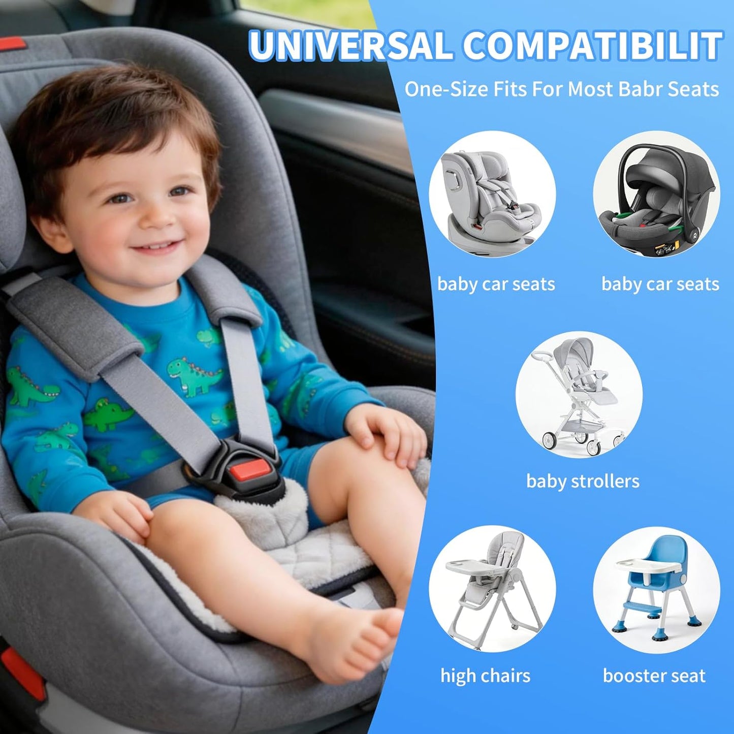 Wonderkin 2-Pack Potty Training Car Seat Protector, Waterproof Car Seat Liner, Non-Slip Leak-Proof Piddle Pads,Washable Cover Fits Car Seats Strollers Bouncers, Ages 6 Months to 4 Years (Grey + Black)