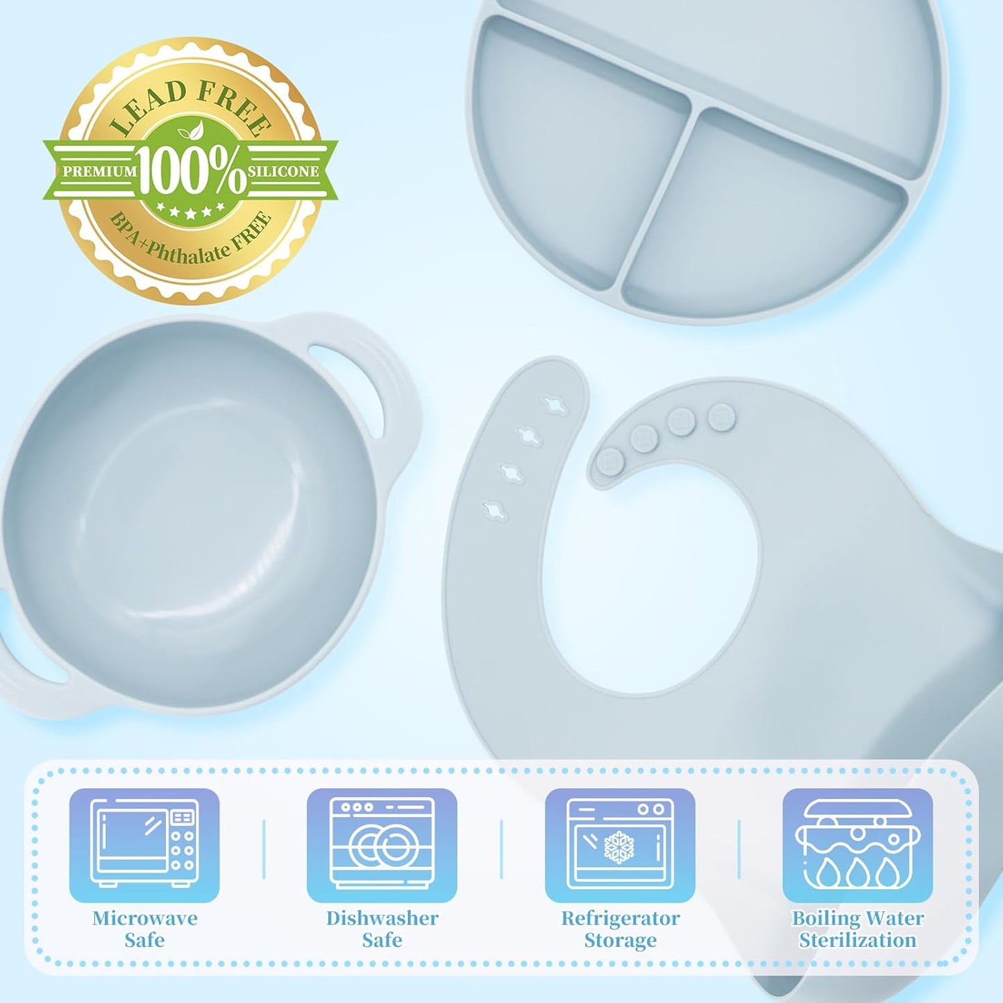 Silicone Baby Feeding Set 21 Pcs, Baby Led Weaning Supplies, Baby Feeding Supplies Set BPA Free, Essentials for Newborn Gift Mixed