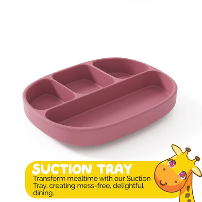 Baby Feeding Set by Muqee Peeko as a Baby Feeding Essentials in Baby Apricot Color with Baby Suction Plates for Toddlers, Baby Bowls with Suction and Baby Spoon (3 Piece Set)