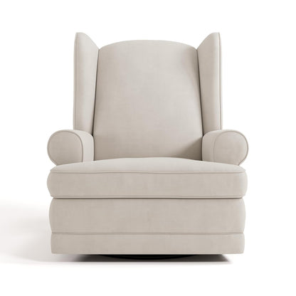 Storkcraft Serenity Glider Recliner Nursery Rocking Chair with USB Charging Port (Ivory) – Premium Upholstered Nursery Glider Recliner with Manual Recline Function, Dual USB Charging