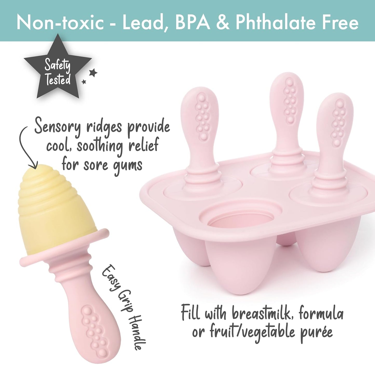 PrimaStella Silicone Petite Pops - Baby Popsicle Mold - BPA Free - Dishwasher Safe - 4 months+ Teether Pops