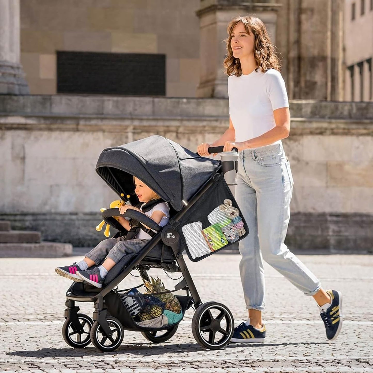 Accmor Universal Stroller Organizer, Side Sling Stroller Organizer, Mesh Cargo Net Stroller Storage Caddy Accessories, Stroller Bag Accessories Fits for Uppababy, Nuna, Baby Jogger, Doona Strollers