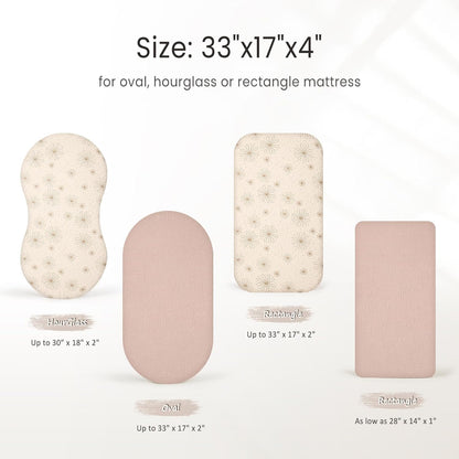 lulumoon Baby Bassinet Sheets Muslin: Cotton Bedside Bassinet Sheets Leaf for Boys - Fitted for Bedside Sleeper Mattress