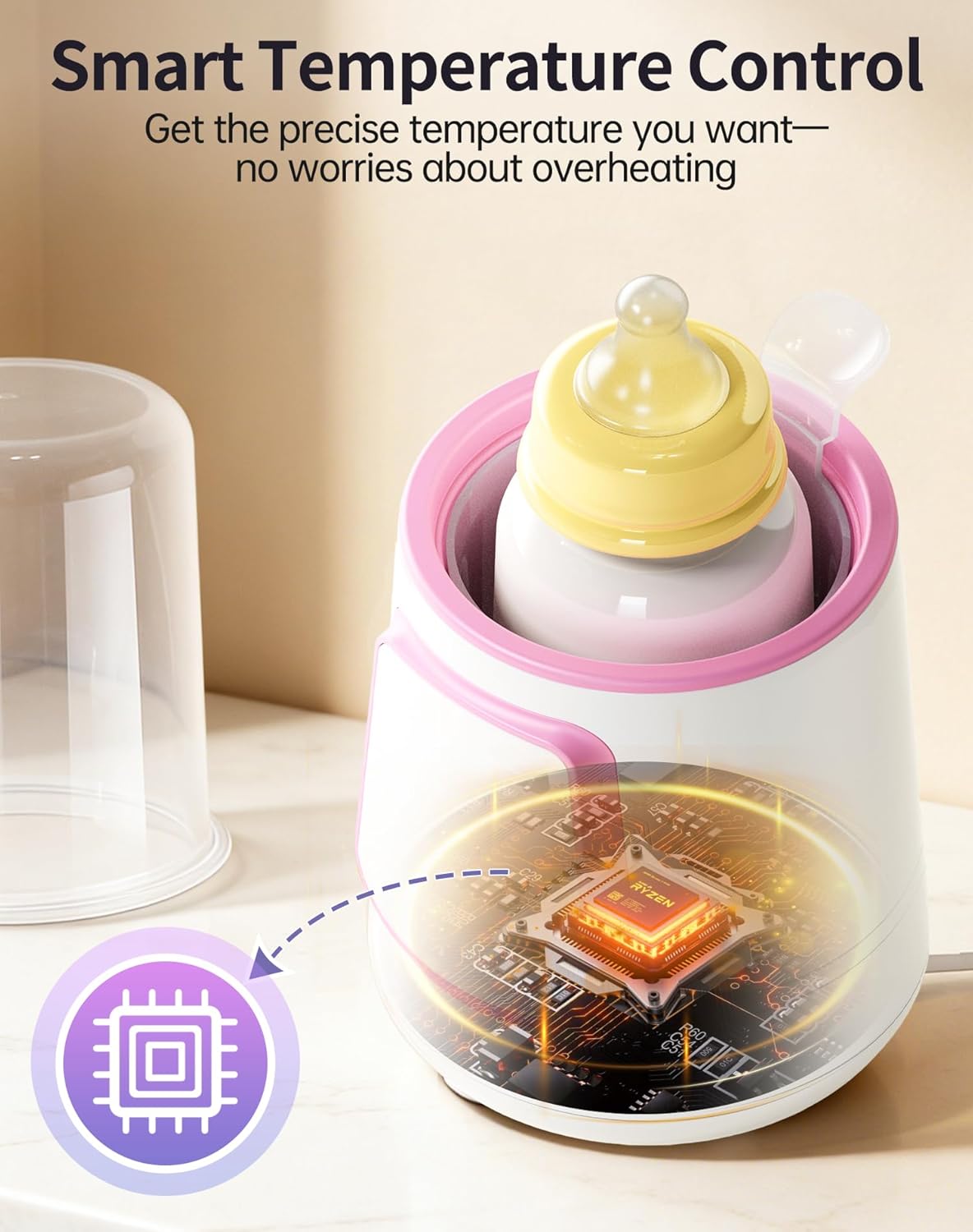 12 in 1 Fast Baby Bottle Warmer with Even Heating No Hot Spots, Night Mode, Sterili-zing, Constant Temp Milk Warmer for Breastmilk & Formula, Fits All Bottles Grey