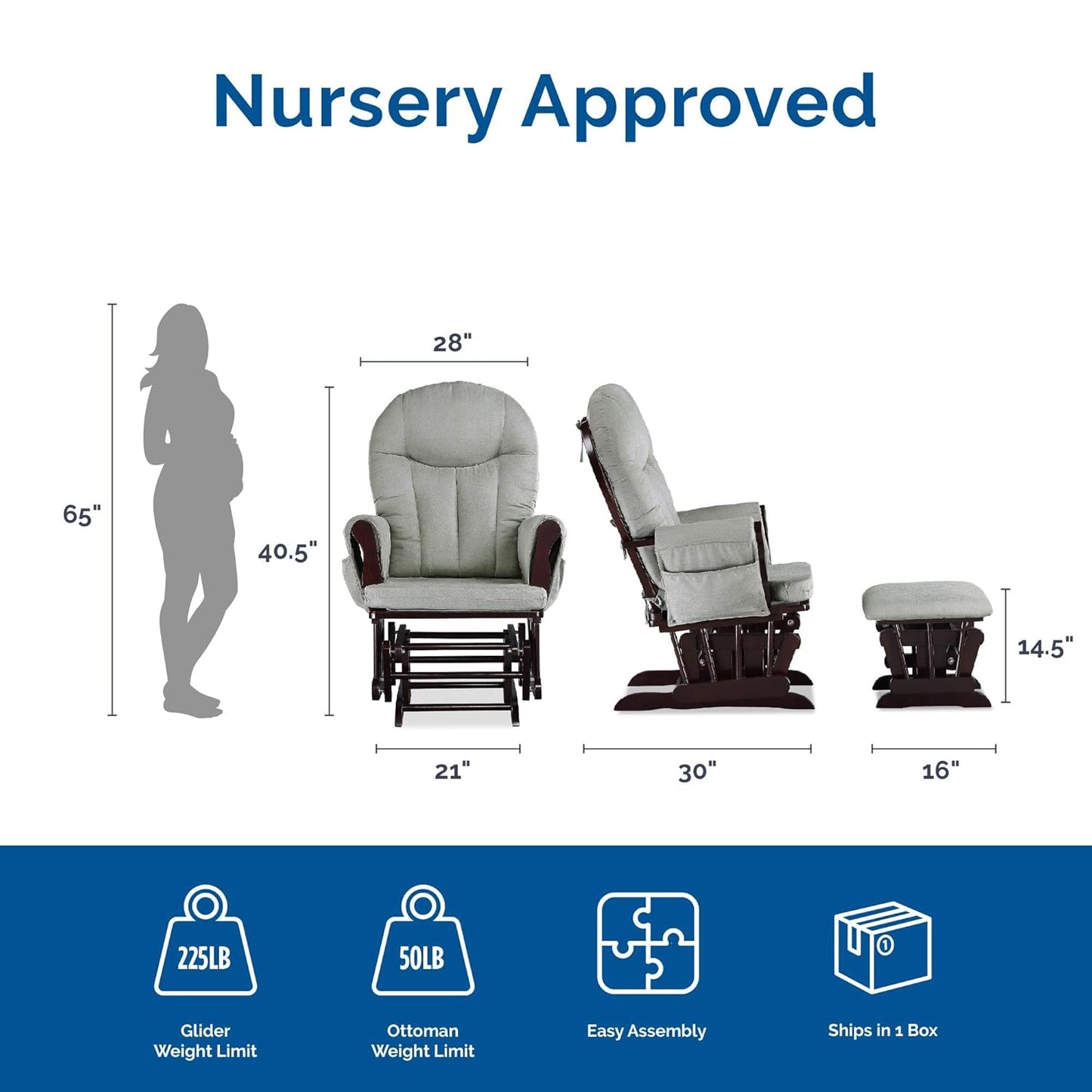 Baby Relax Huntington Nursery Glider & Ottoman, Espresso