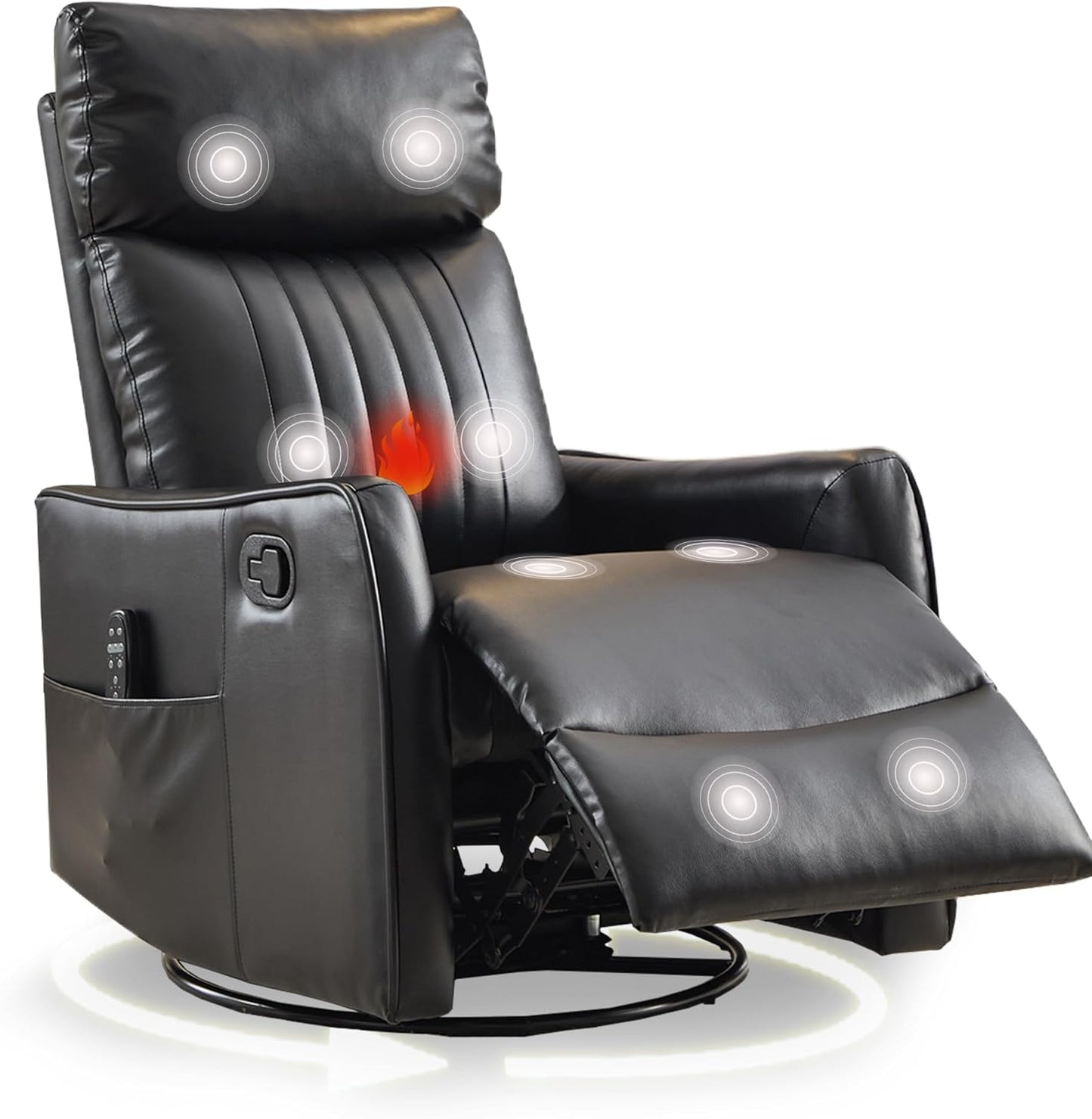 cinkehome Swivel Rocker Recliner, Glider Rocker Recliner Chair for Nursery, Manual Reclining Chair with Heated Massage, Small Spaces, Living Room, Khaki Chenille