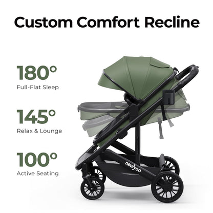 newyoo Infant Stroller with Bassinet Mode, Nestro 516M, Convertible Baby Strollers with Reversible Seat & Cup Holder, Coches para Bebes, 2-in-1 Rear-Facing Pram, Warm Taupe