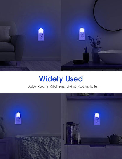 L LOHAS LED Blue Night Light, Night Lights Plug into Wall[2 Pack], 0.6W LED Nightlight, Dusk to Dawn Sensor, 30/60LM Adjustable Brightness, Automatic Night Light for Kid, Bathroom, Nursery, Hallway