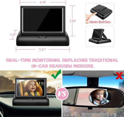 B1 Baby Car Camera with 4.3'' Monitor, USB Powered Rear Facing Seat Camera, HD 1080P Night Vision, 150° Wide Angle, Easy Installation, Safe & Portable Baby Monitor