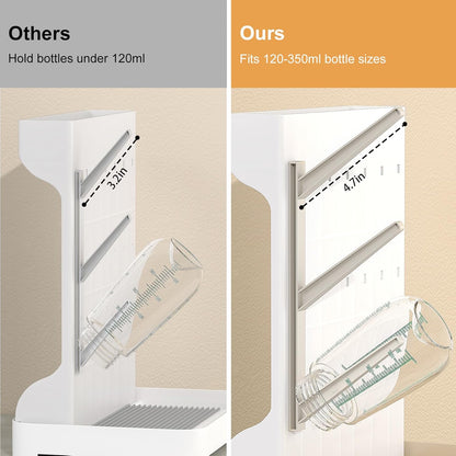 GoMaihe Baby Bottle Drying Rack: Space Saving Vertical Bottle Dryer Holder - Newborn Accessories Storage Stand Organize Brushes Pacifiers on Countertop - BPA-Free - Gray