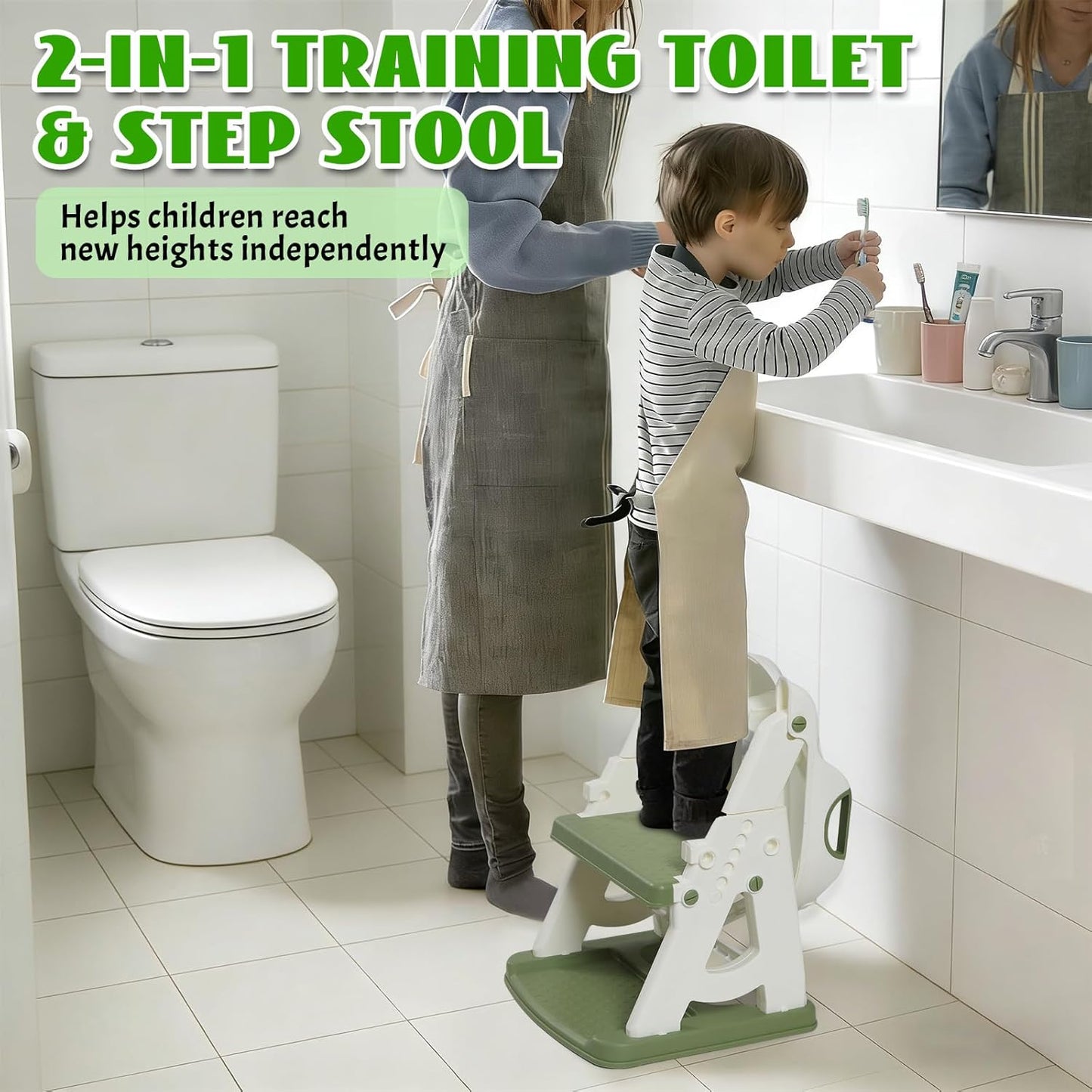 Potty Training Toilet Seat, Stable Potty Training Seat with Step Stool, 2 in 1 Toddler Toilet Seat with Steps for Kids Boys Girls, Toddler Potty Seat with Ladder, Splash Guard, Anti-Slip Pads (Gray)