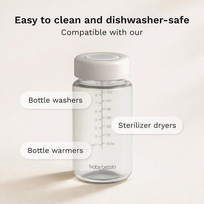 Baby Brezza Replacement Breastmilk Cooler Storage Bottles, Plastic, 10 oz, 4-Pack