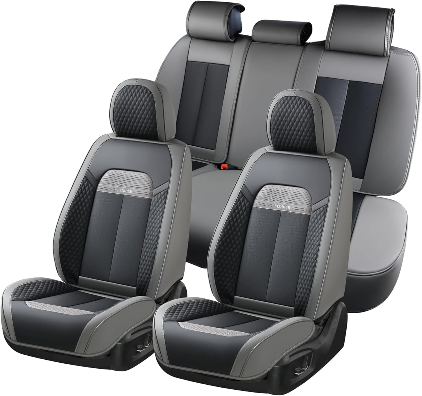 FLORICH Car Seat Covers Full Set, Automotive Seat Covers, Black Car Seat Cover, Waterproof Seat Protectors Universal fit for Car Truck Van SUV - Black