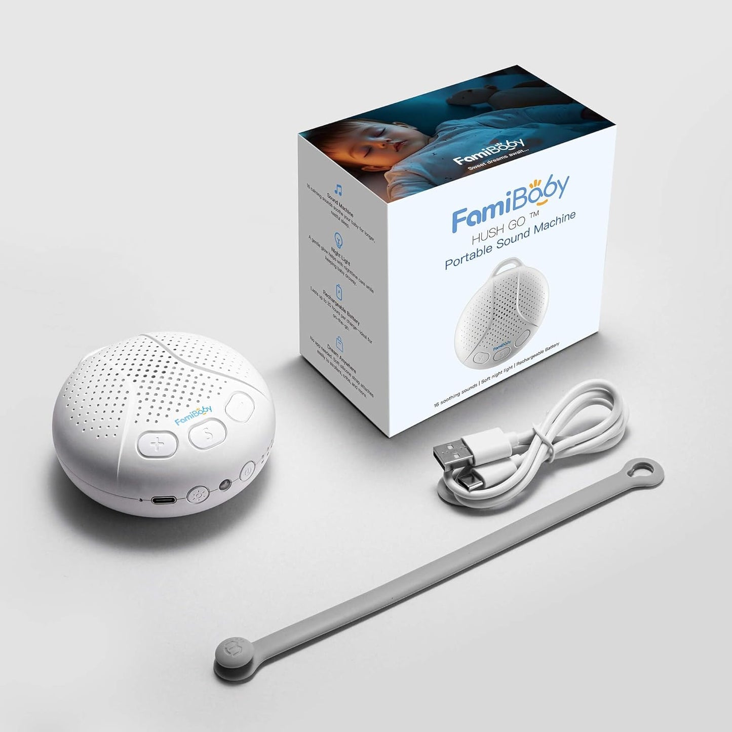 Sound Machine for Babies and Kids - Baby Sleep Soother | Portable White Noise Machine with Night Light for Nursery | 16 Soothing Sounds | Shush | Travel | Registry Gift | Baby Shower