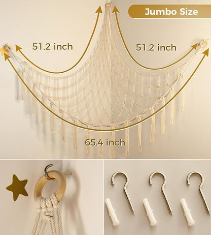 mirolam Stuffed Animal Storage Hammock Net - Toy Hammock Net for Stuffed Animals Corner - Hanging Stuff Animal Organizer Holder Large Size Baby Nursery Room Decor