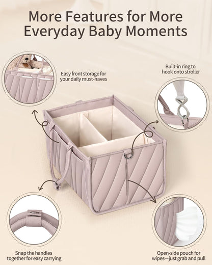 Baby Boy Essentials Diaper Caddy Organizer – Portable Storage Basket with Shoulder Strap & Stroller Hooks, Splashproof Quilted Nursery & Car Tote, Baby Gifts for Baby Shower, Classic Blue