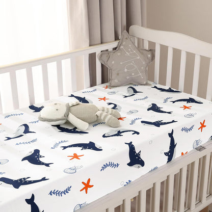 PHF 3 Pack Soft Mini Crib Sheets, Floral & Animal Pack N Play Sheets for Baby Boys Girls, No Slip Universal Fit for Pack N Play, Playard, Portable and Mini Crib Mattresses,Floral & Animal