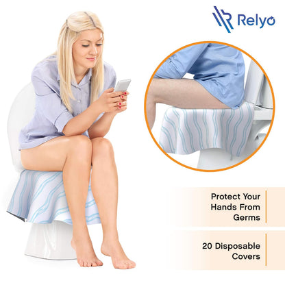 Relyo Disposable Toilet Seat Cover for Travel – 20 Pack with Covers Wrapped in Sets of 2, Non-Flushable Liners, Fits Most Seats – Kids, Toddlers, Adults (Dinosaurs, 20)
