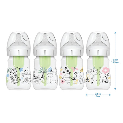Dr. Brown's Anti-Colic Options + Wide-Neck Baby Bottle Designer Edition Dino Decos, 9oz/270mL, Level 1 Slow Flow Nipple, BPA-Free, 0m+, 2-Pack