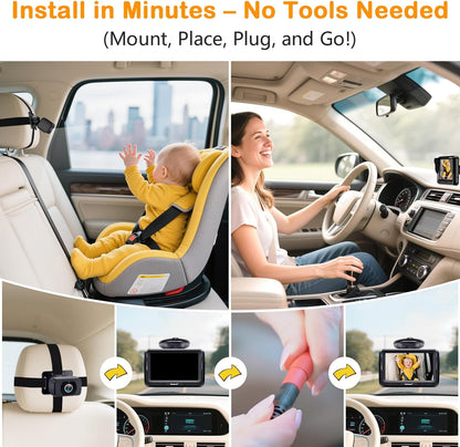 Rohent Car Camera for Baby USB: Plug and Play Easy to Install Crystal Night Vision Wide View Angle for Newborn Infant Safety