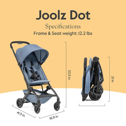Joolz Dot Ultra Lightweight Travel Stroller – Compact Fold, Airplane Compatible, 5-Point Harness, UPF 50+ Canopy – Easy to Carry City & Travel Stroller - Dune Beige