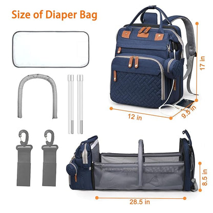 Astro alan Baby Diaper Bags with Changing Station, Waterproof Diaper Bag Backpack for Moms Dads with USB Charging Port, Baby Shower Gifts, Large Capacity diaper backpack, Blue