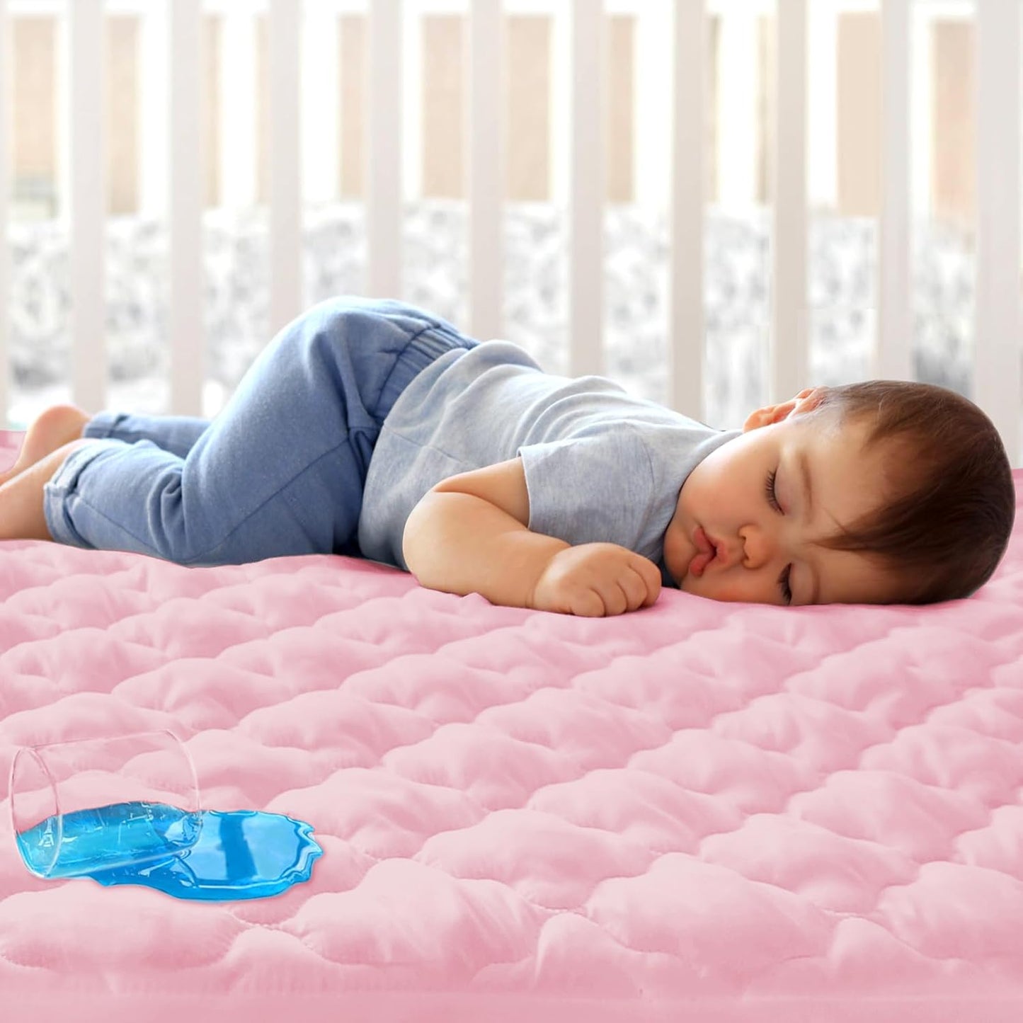 Pack and Play Sheets Mattress Pad Protector Fitted Waterproof Playard Mattress Cover, Compatible with Graco Pack n Play & Dream On Me & Pamo Babe, Playpen/Playard Sheet Quilted, Gray, 39" x 27"