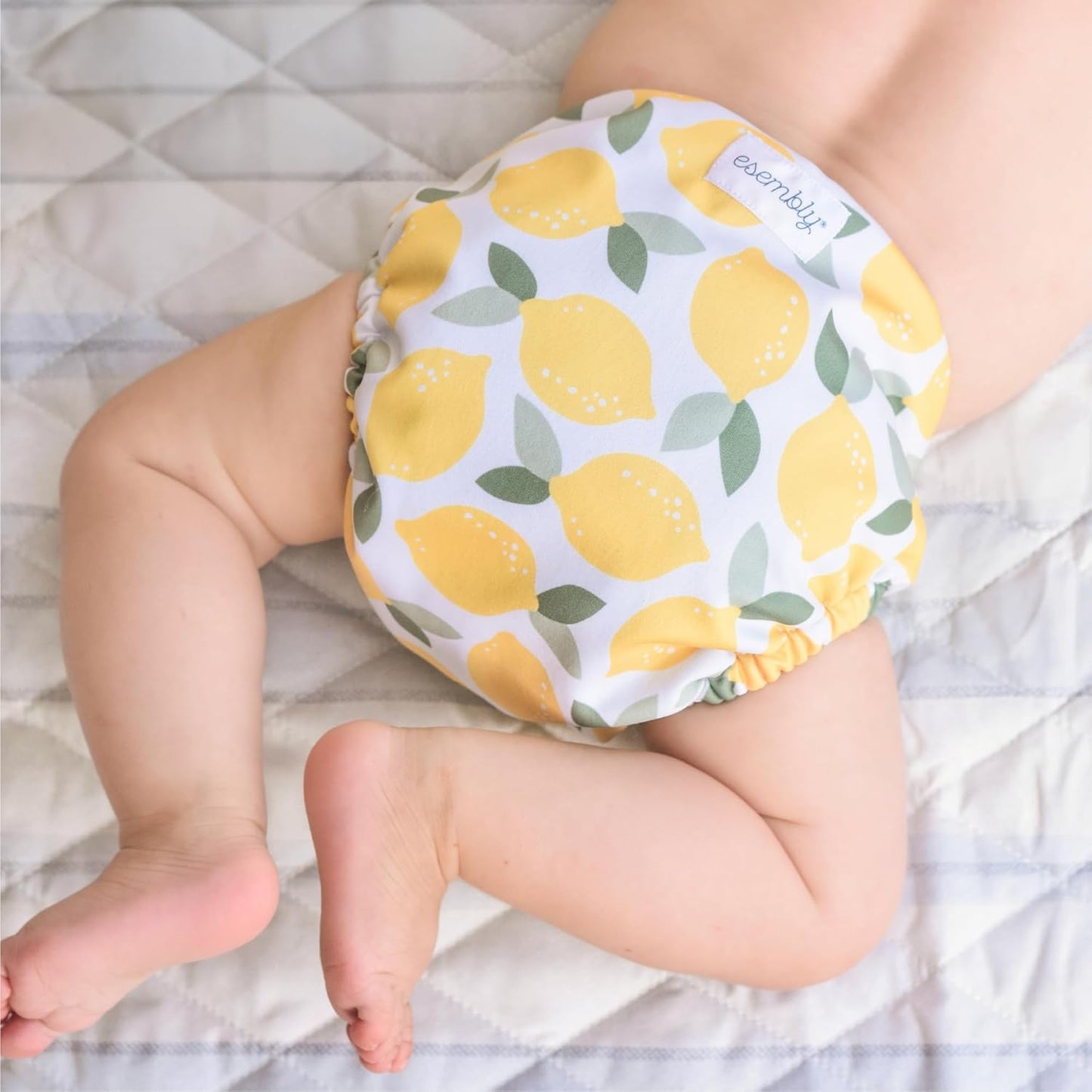 Esembly Cloth Diaper Cover - Reusable Swim Diaper, Waterproof, Breathable - Adjustable Outer Layer Over Absorbent Inner for Blowout Protection - Sea Glass, Size 2 (18-35lbs)