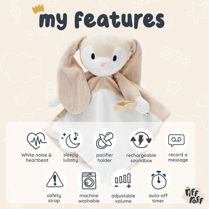 Riff Raff Baby Sleep Toy Soother - Musical Plush Fox with White Noise & Lullaby - Lovey Security Blanket for Newborns & Infants