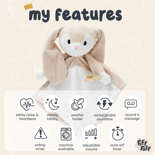 Riff Raff Baby Sleep Toy Soother - Musical Plush Fox with White Noise & Lullaby - Lovey Security Blanket for Newborns & Infants