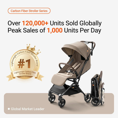 MAMAZING Ultra Air Lightweight Baby Travel Stroller with Carbon Fiber Frame, Compact & Airplane-Friendly, One-Handed Fold, 11.6 lbs, Perfect for Toddlers, Grey