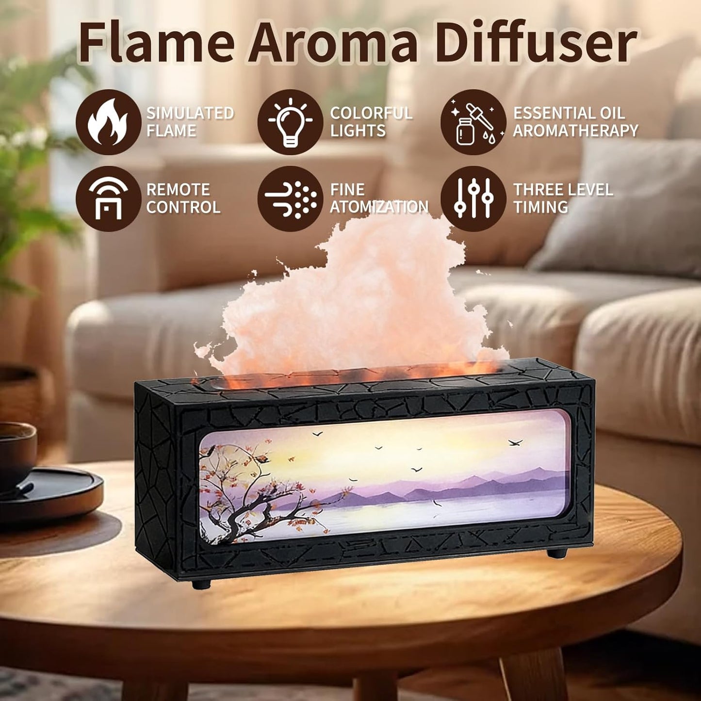 Essential Oil Diffuser 280ml, Aromatherapy Diffuser with Remote Control, 7 Color LED Lights for Home Bedroom Office(White)