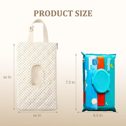 Quilted Baby Diaper and Wipes Pouch Portable Mommy Bag for Stroller Reusable Wipes Pouch with Lanyard for Casual Travel (Beige)