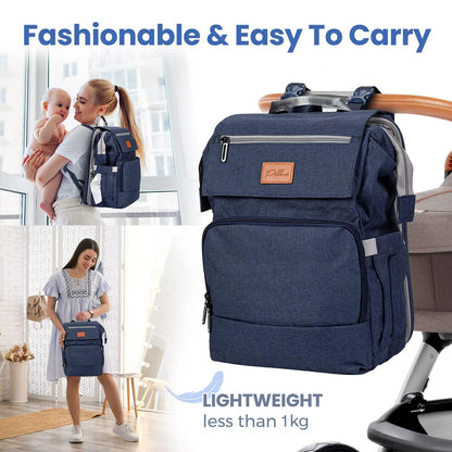 PILLANI Baby Diaper Bag Backpack - Large Waterproof Travel Diaper Bag for Boys & Girls, 16 Organizer Pockets with Changing Pad, Insulated Bottle Pockets & Stroller Straps, Baby Shower Gifts, Dinosaur