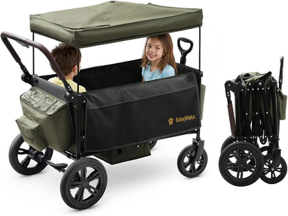 Stroller Wagon for Kids, One-Hand Adjustable Push/Pull Handle, Spacious Storage, 8"/12" All-Terrain Wheels, Canopy with Bug Net, Wagon Stroller for Daily Walks, Short Trips & Grocery Runs