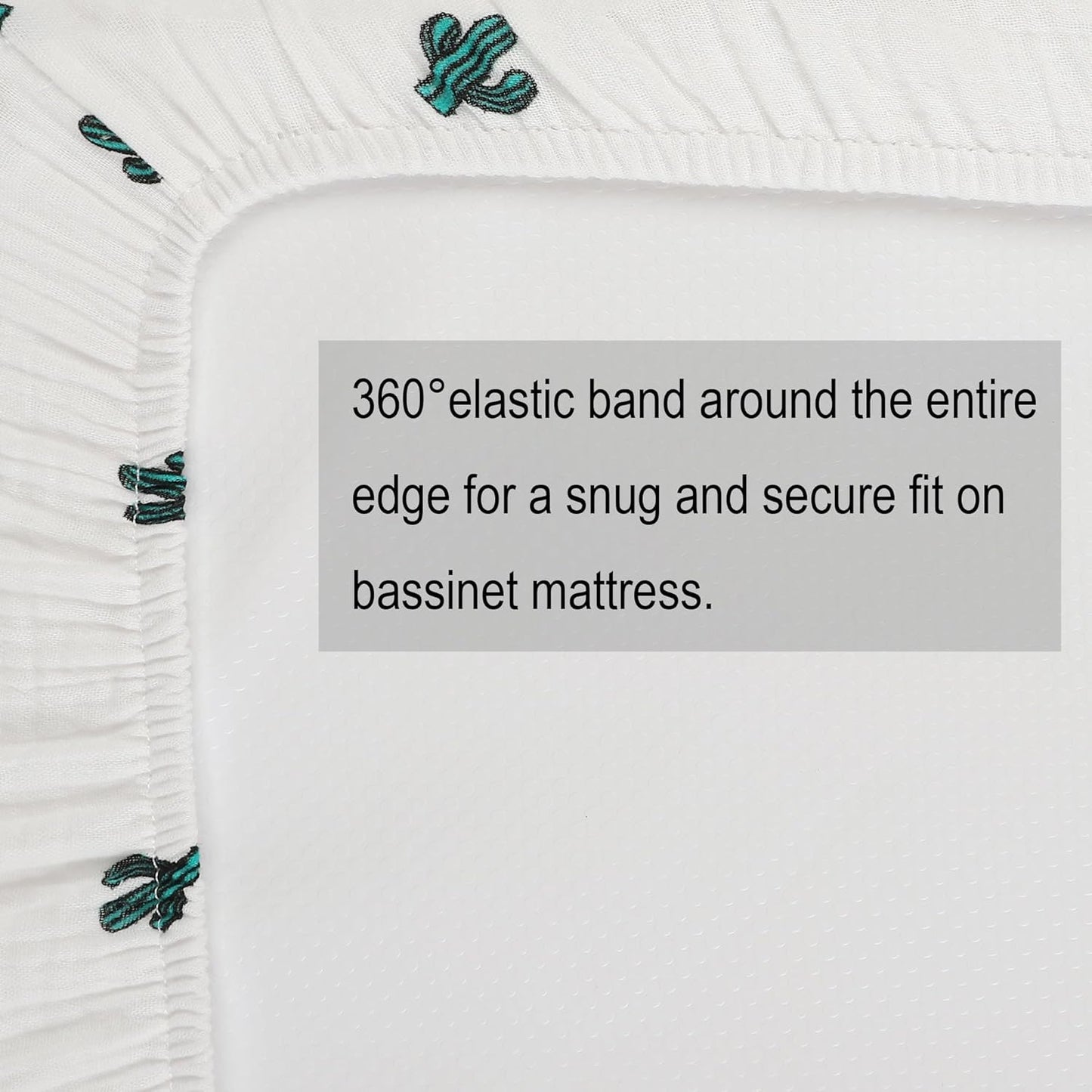 Onacosht Muslin Bassinet Sheets 3 Pack, 100% Cotton Baby Fitted Sheet 33" x 19" Compatible with Mika Micky, KoolaBaby (3 in 1), BabyBond, HARPPA and RICUTON Bedside Bassinet, Green, Floral and Cactus