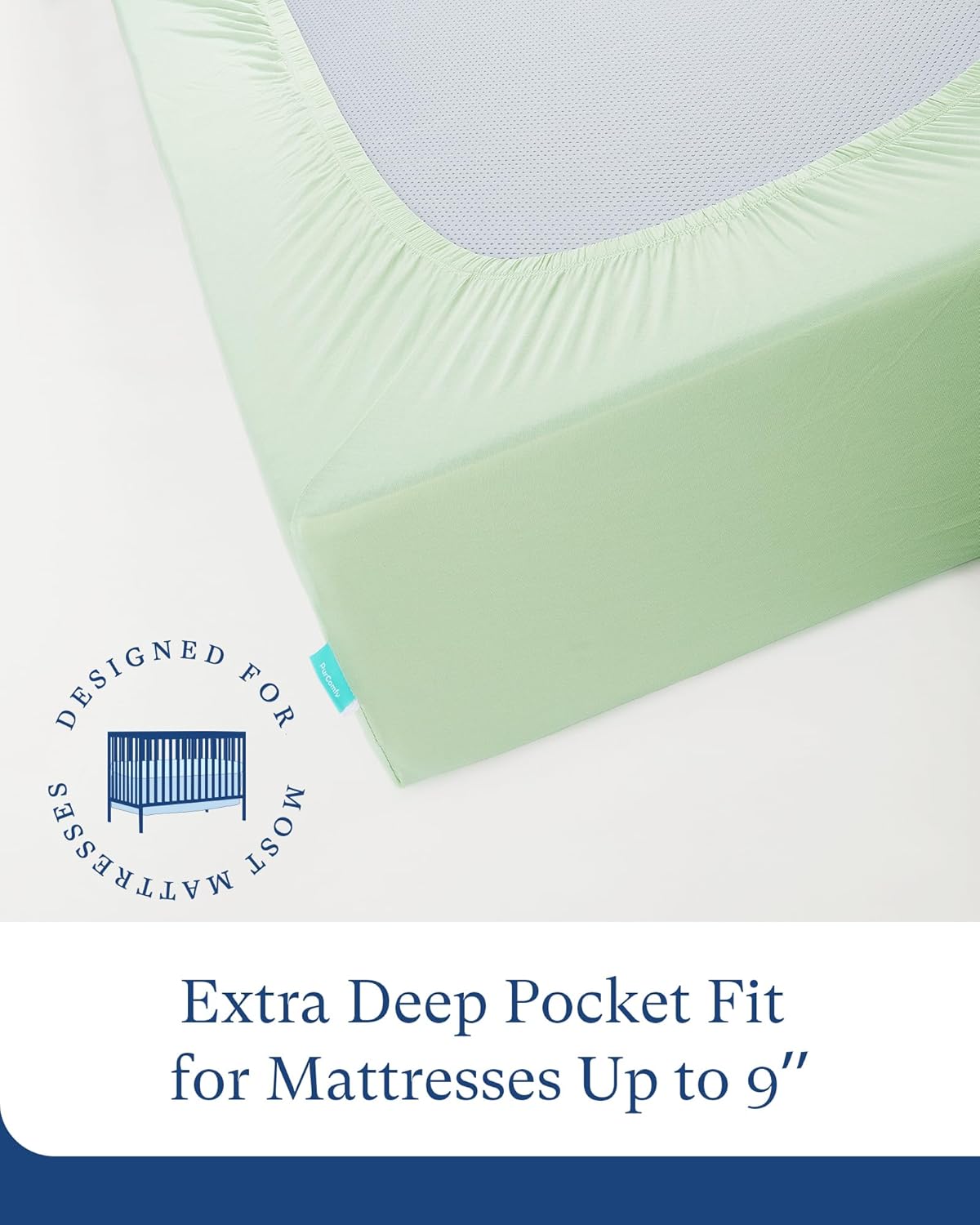 Supersoft Pack and Play Sheets Fitted, Premium Bamboo Viscose Mini Crib Sheets, Pack N Play Mattress Sheets, Graco Playard Baby Sheets Neutral for Boys Girls, 5'' Deep Pocket 2-Pack