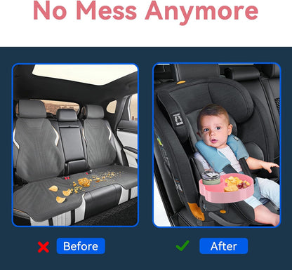[2 Packs] Kids Car Seat Tray, Travel Tray with Cup Holder for Toddler Baby, Kids Car Seat Food Snack Organizer for Road Trip, Stroller snack tray travel must haves - Black