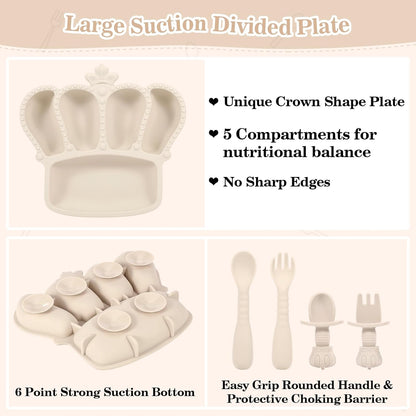 Silicone Baby Feeding Set 10 Pcs Baby Led Weaning Supplies Suction Bowl Divided Plate Baby Bibs Fruit Feeder Baby Spoons Forks Sippy Cup Toddler Utensil Sets Baby Essentials for Newborn Gift