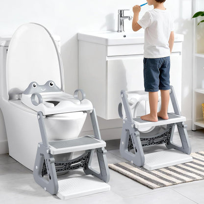 Orzbow Potty Training Seat | Upgrade Toddler Potty Training Toilet with Step Stool, 2-in-1 Stability Toilet Seat for Boys Girls | with Splash Guard, Anti-Slip Pad, Ladder, and Height Adjustable, Pink