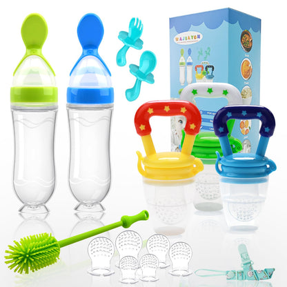 WAJIAYON Baby Fruit Feeder Pacifier | Infant Food Feeder Pacifier & Food Dispensing Spoon | Fresh Fruit Teethers for Babies | Silicone Feeder Baby,Mesh teethers for Babies Gifts for Boys and Girls
