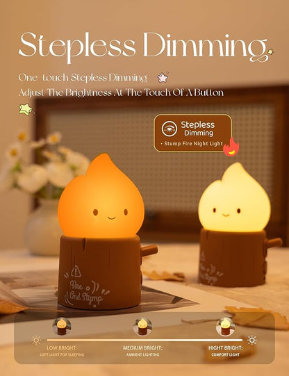 Emotional Support Flame Night Lamp, Fire with Positive Smile Candlelight Mood Light, Rechargeable Fake Candles Flickering, Cute Funny Gifts for Kids Childrens
